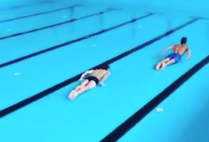 Swimming in empty pool goes viral