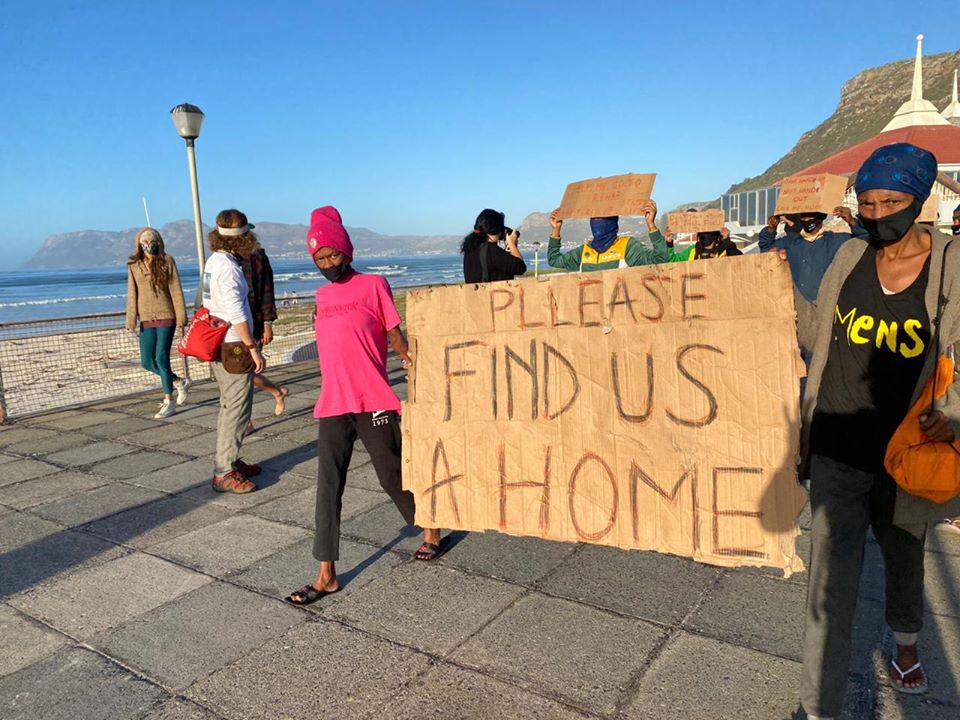 Homeless in Muizenberg protest for safe shelter