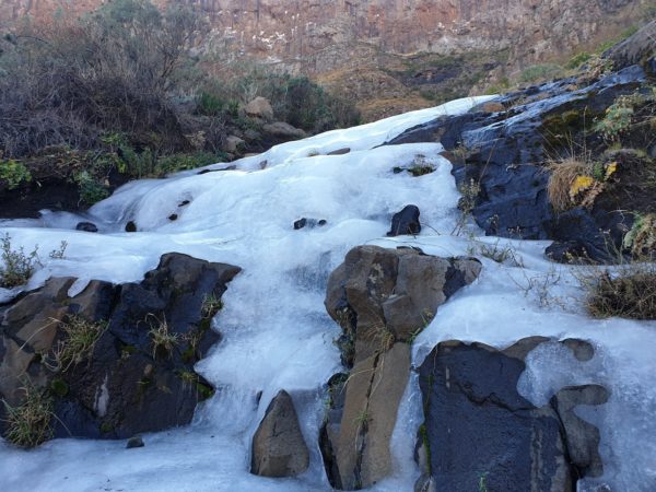 Waterfall freezes over as temperatures dip across the country
