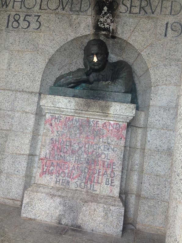 Rhodes statue defaced