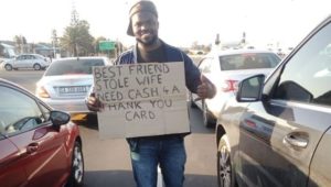 Blouberg jobseeker warms hearts with funny signs