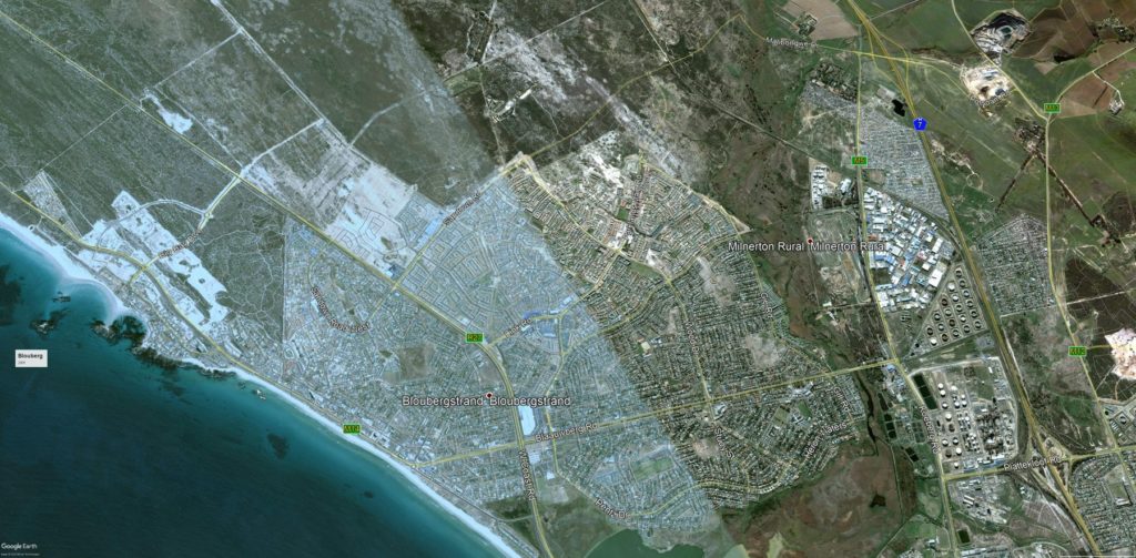 Google Earth images show how the Bloubergstrand area has changed since 2002