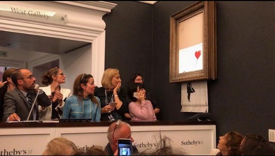Half-shredded Banksy artwork sold at an auction in London for R375 million