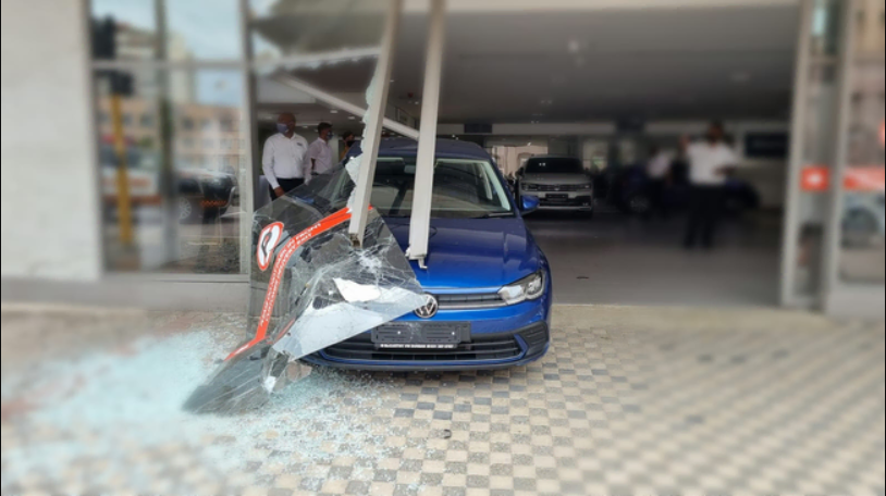 South African woman drives brand-new VW through showroom window