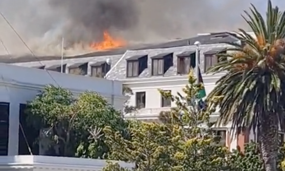 Parliament fire reignites