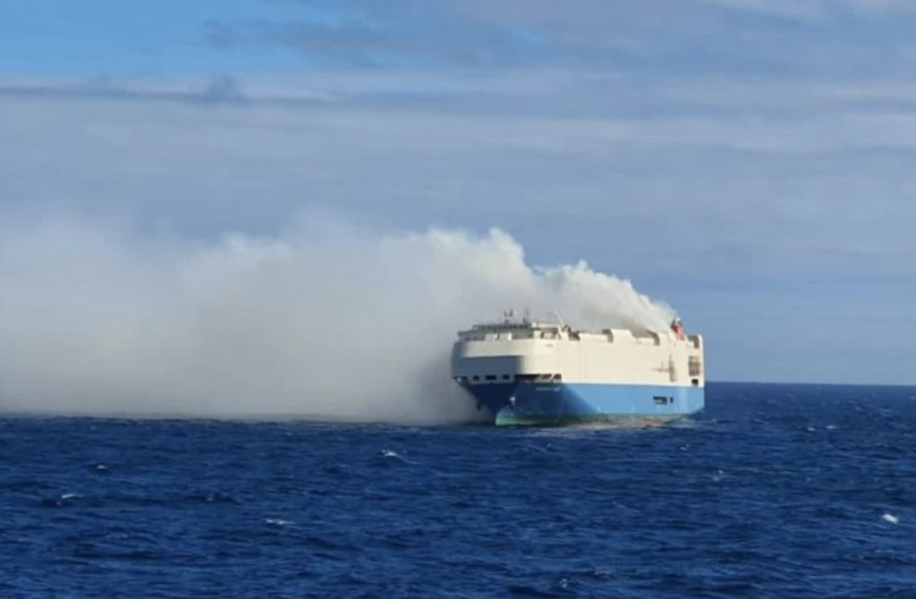 WATCH: Ship carrying Porsche, Audi, Lamborghini and VW vehicles is on fire and unmanned
