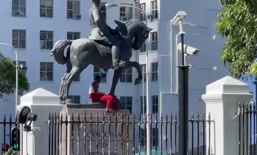 Police arrest suspects for vandalising the Louis Botha statue outside Parliament