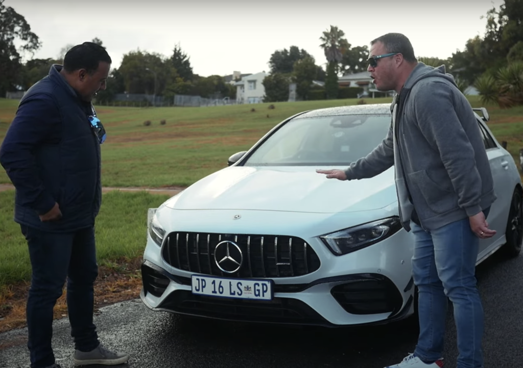 R.O.C. and Dr Darren Green in the Mercedes-AMG A45S