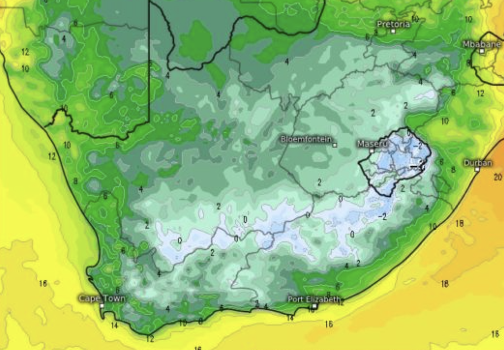 Sub-zero cold snap predicted for South Africa next week