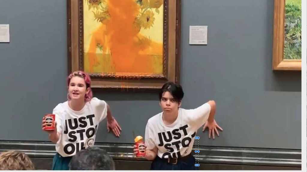Climate protestors arrested for vandalising a van Gogh at London's National Gallery