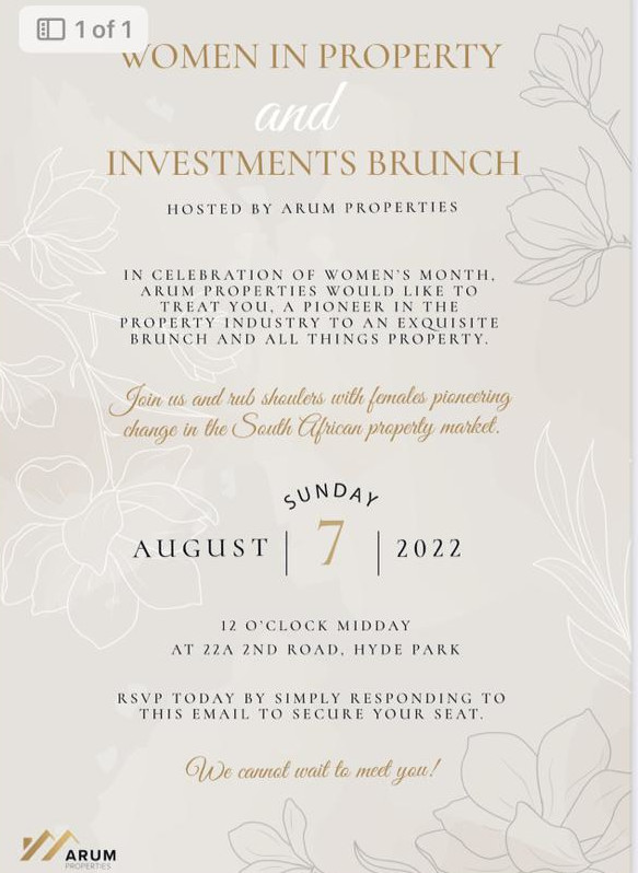 Cellphone screenshot of the invitation to the Women in Properties event.