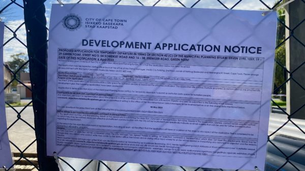 The notice at the site, informing the public that they have until 8 May to provide their comments on the proposed site.