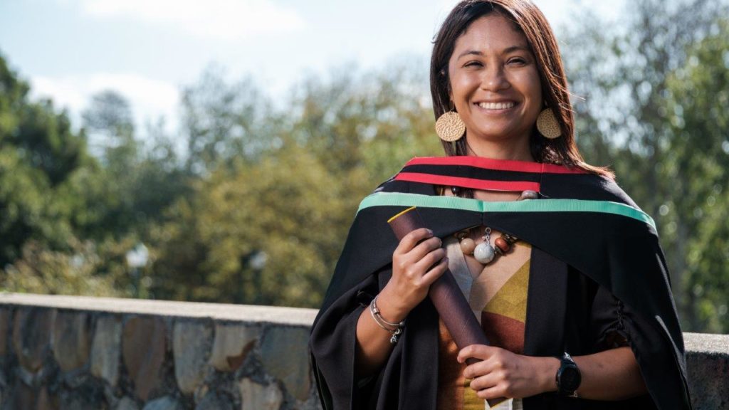 Hearing-impaired student graduates with Master's degree