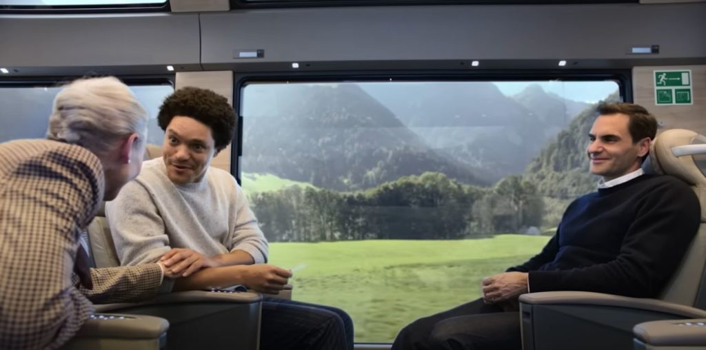 Watch: Trevor Noah and Roger Federer step onto wrong train for Swiss ad