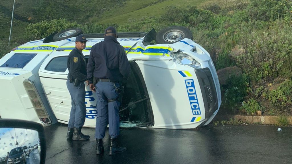 A SAPS vehicle has overturned on the N2, no injuries reported