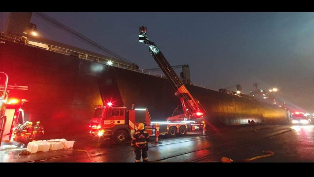 Cape Town firefighters save burning cargo ship offshore