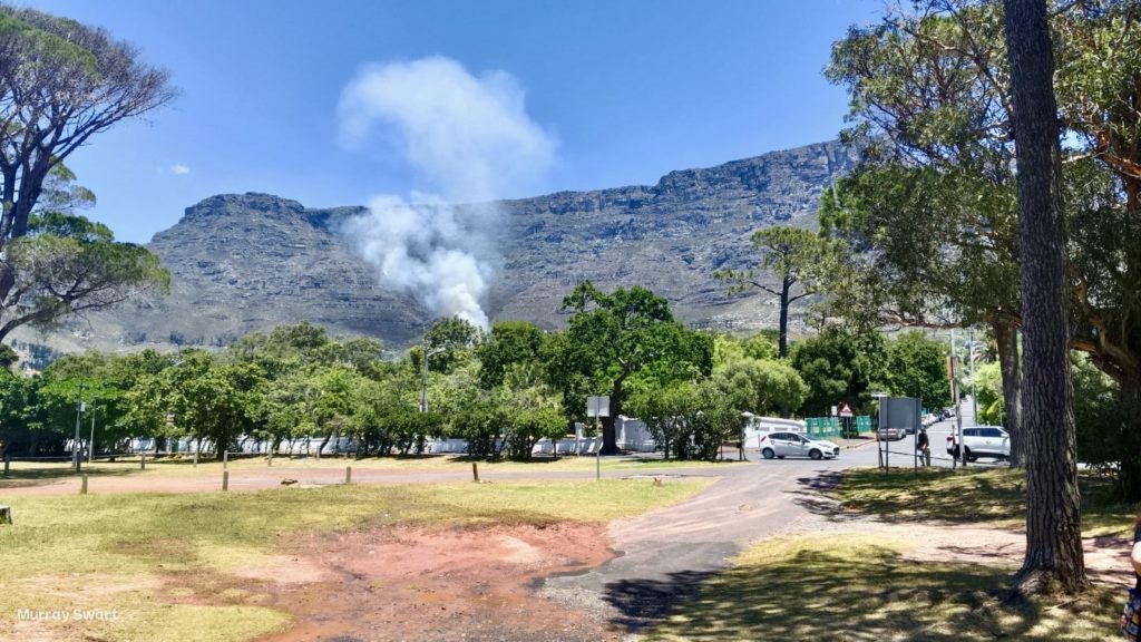 Emergency crews respond to a fire on Tafelberg Road, Table Mountain