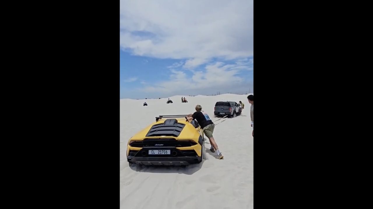 R5m Lamborghini caught in Cape Town sand dunes