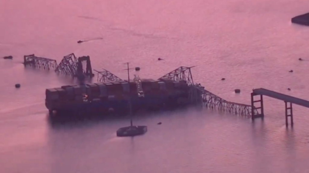 Baltimore's biggest bridge collapses after being hit by cargo ship