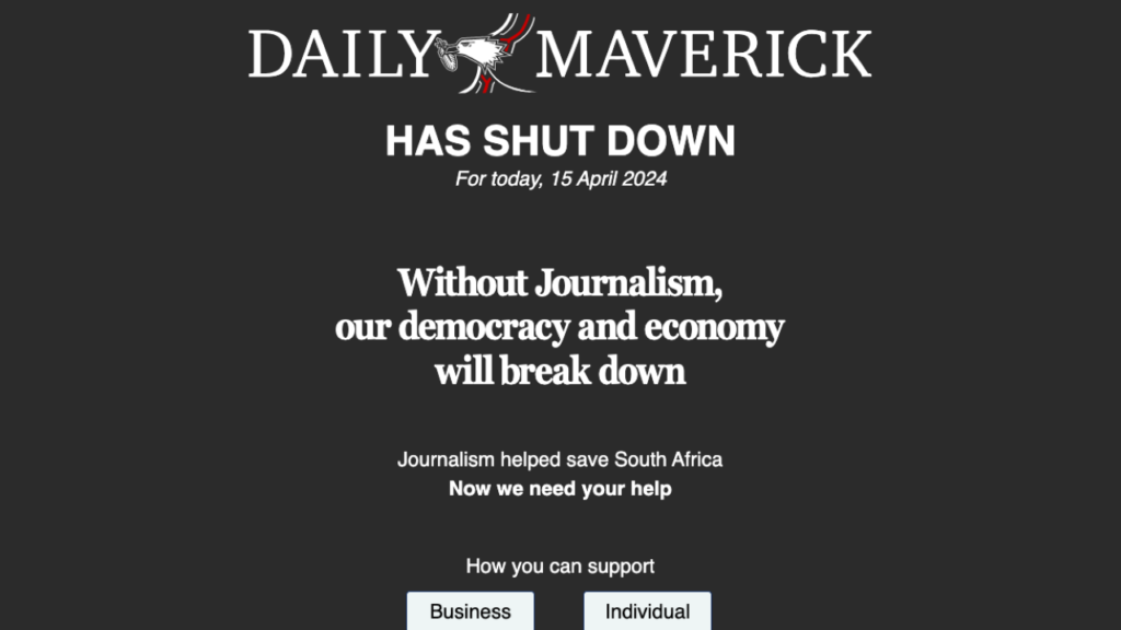 Daily Maverick shuts down to spotlight global journalism emergency